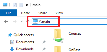 Image of \\main in the address bar.